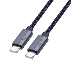 Datový kabel HOCO U134 USB C na USB C, PD 240W (5A), délka 1,8m,opletený, barva silver grey