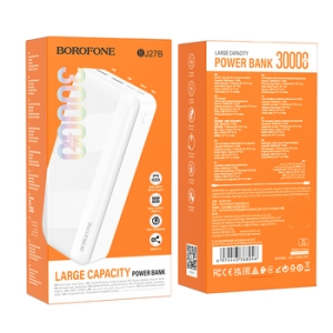 Externí baterie POWER BANK Borofone BJ27B, 30000mAh, 2x USB A, 1x USB C, 1x Micro USB, barva bílá