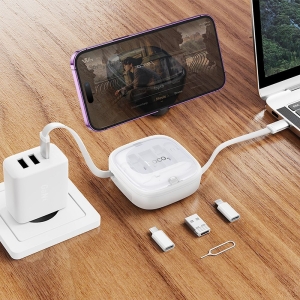Datový kabel 3v1 HOCO U140 USB A na USB C, Micro USB, Ligtning, délka 0,95m, barva bílá