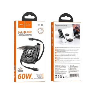 Datový kabel 3v1 HOCO U140 USB A na USB C, Micro USB, Ligtning, délka 0,95m, barva černá