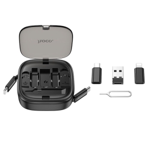Datový kabel 3v1 HOCO U140 USB A na USB C, Micro USB, Ligtning, délka 0,95m, barva černá