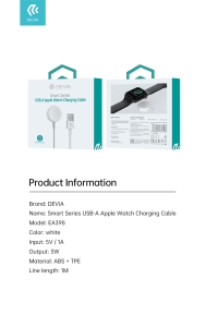 Indukční nabíječka Devia pro Apple Watch, USB A, 5W, barva bílá