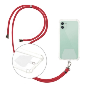 Šňůrka na mobil s držákem pro pouzdra, šířka 0,5cm, barva červená