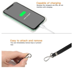 Šňůrka na mobil s držákem pro pouzdra, šířka 0,5cm, barva červená
