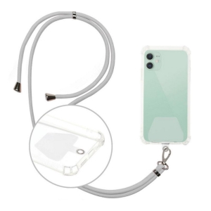 Šňůrka na mobil s držákem pro pouzdra, šířka 0,5cm, barva šedá