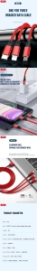 Datový kabel 3v1 XO-NB173, USB A na Micro USB, Lightning, USB C, délka 1m, barva černá