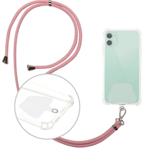 Šňůrka na mobil s držákem pro pouzdra, šířka 0,5cm, barva růžová