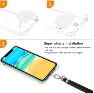 Šňůrka na mobil s držákem pro pouzdra, šířka 0,5cm, barva růžová