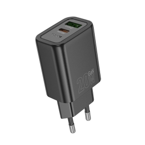 Cestovní nabíječ HOCO N61 1x USB A, 1x USB C, QC 3.0 PD 20W, barva černá