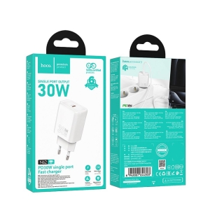 Cestovní nabíječ HOCO N62 1x USB C, QC 3.0 PD 30W, barva bílá