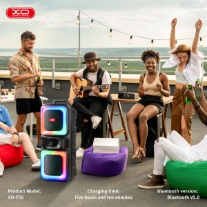 Maxi reproduktor BlueTooth XO-F55, RGB osvětlení, 1x mikrofon, barva černá