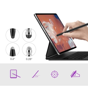 Dotykové pero (stylus) kapacitní Tech Protect, oboustranné, 2x pevný hrot, 2x měkký hrot, barva černá