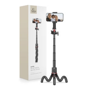 Selfie držák TechProtect L07S Flexible tripod, s funkcí stativu, bluetooth, pro telefon a kameru, barva černá