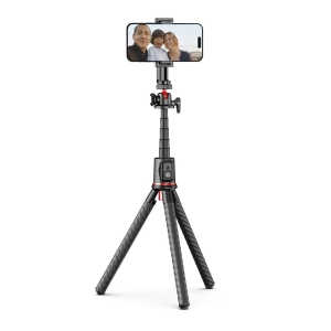 Selfie držák TechProtect L07S Flexible tripod, s funkcí stativu, bluetooth, pro telefon a kameru, barva černá