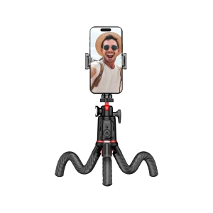 Selfie držák TechProtect L07S Flexible tripod, s funkcí stativu, bluetooth, pro telefon a kameru, barva černá