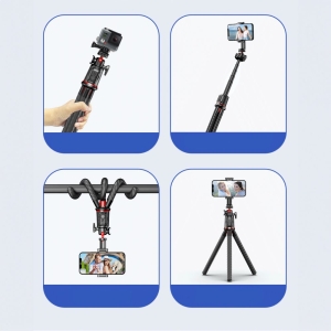Selfie držák TechProtect L07S Flexible tripod, s funkcí stativu, bluetooth, pro telefon a kameru, barva černá
