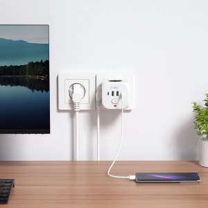 Cestovní nabíječ TechProtect PCL3X4, 2x USB C, 2x USB, 3x zásuvka, barva bílá