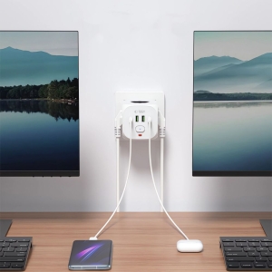 Cestovní nabíječ TechProtect PCL3X4, 2x USB C, 2x USB, 3x zásuvka, barva bílá