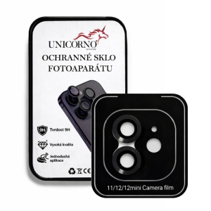 Unicorno ochranné sklo fotoparátu s aplikátorem iPhone 11, 12, 12 MINI black