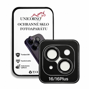 Unicorno ochranné sklo fotoparátu s aplikátorem iPhone 16, 16 PLUS black