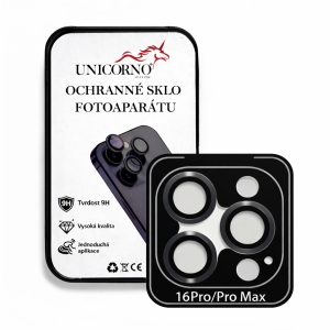 Unicorno ochranné sklo fotoparátu s aplikátorem iPhone 16 PRO, 16 PRO MAX black