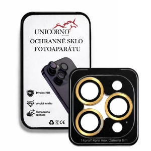 Unicorno ochranné sklo fotoparátu s aplikátorem iPhone 14 PRO, 14 PRO MAX gold
