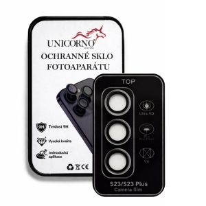 Unicorno ochranné sklo fotoparátu s aplikátorem Samsung S911, S916 Galaxy S23, S23 Plus black