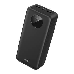 Externí baterie POWER BANK BWOO, 30000mAh, 1x USB A, 2x USB C, QC 3.0, PD 20W, barva černá