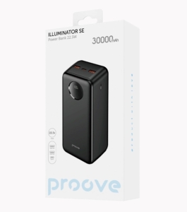 Externí baterie POWER BANK Proove Illuminator SE, 30000mAh, 2x USB A, 1x USB C, QC 3.0, PD 22,5W, barva černá