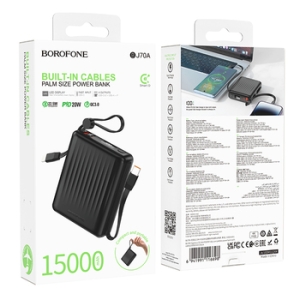 Externí baterie POWER BANK Borofone BJ70A, 15000mAh, 1x USB A, 1x USB C, barva černá