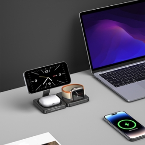 Indukční nabíječka Blavec (BQI-02) 3v1, Magsafe, 15W, barva černá