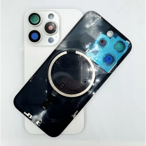 Kryt baterie iPhone 15 PRO MAX white titan + metal clip + camera lens + magnet