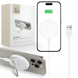 Indukční nabíječka TechProtect QI15-A33, Magsafe, 15W, kabel USB A na USB C, černá