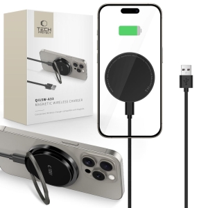 Indukční nabíječka TechProtect QI15-A33, Magsafe, 15W, kabel USB A na USB C, bílá