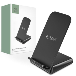 Indukční nabíječka TechProtect QI15-S2, s funkcí stojánku, 15W, kabel USB A na USB C, černá
