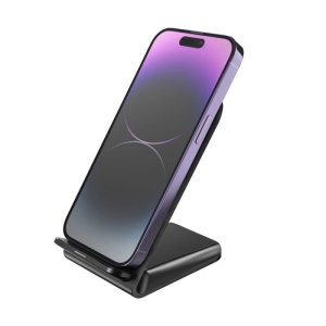 Indukční nabíječka TechProtect QI15-S2, s funkcí stojánku, 15W, kabel USB A na USB C, černá