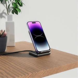 Indukční nabíječka TechProtect QI15-S2, s funkcí stojánku, 15W, kabel USB A na USB C, černá