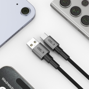 Datový kabel TechProtect Ultraboost, USB A na USB C, 15W/3A, délka 25cm, barva iron grey