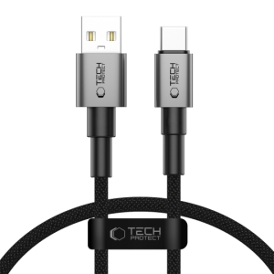 Datový kabel TechProtect Ultraboost, USB A na USB C, 15W/3A, délka 50cm, barva iron grey