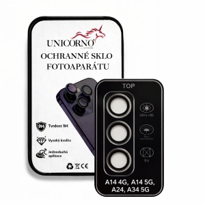 Unicorno ochranné sklo fotoparátu s aplikátorem Samsung A145, A146, A246, A346 Galaxy A14 4G, A14 5G, A24, A34 5G black
