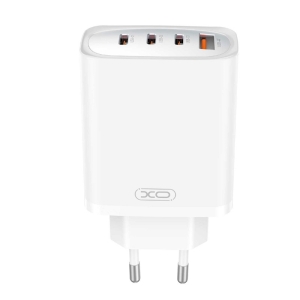 Cestovní nabíječ XO-CE23 GaN, 3x USB C, 1x USB A, QC 3.0 PD 65W, barva bílá