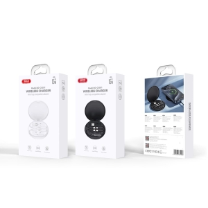 Indukční nabíječka XO-CX031, 15W, QI, se sadou adaptérů, kabel USB C na USB C, barva černá