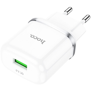 Cestovní nabíječ HOCO N3 Single port 1x USB A, QC 3.0 PD 18W, barva bílá