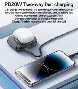 Externí baterie POWER BANK Yesido YP59 Mini, 3v1 5000mAh, Magsafe Induction 15W, barva černá