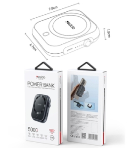 Externí baterie POWER BANK Yesido YP59 Mini, 3v1 5000mAh, Magsafe Induction 15W, barva černá