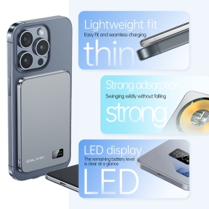Externí baterie POWER BANK Blavec (BJ-01) 3v1, Slim 15mm, 10000mAh, Magsafe, Indukce 22,5W, 1x USB C, barva grey
