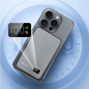 Externí baterie POWER BANK Blavec (BJ-01) 3v1, Slim 7,8mm, 5000mAh, Magsafe, Indukce 22,5W, 1x USB C, barva grey