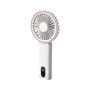 Mini stolní větrák (W10), přenosný, USB C, 3 rychlosti, šňůrka na krk, LCD displej, barva bílá