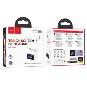 Bluetooth headset HOCO TWS (EQ14) s dotykovým displejem, barva bílá