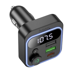 Transmiter FM Bluetooth Hoco E85, 2x USB A 1x USB C PD 20W, QC 3.0, barva černá
